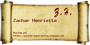 Zachar Henrietta névjegykártya